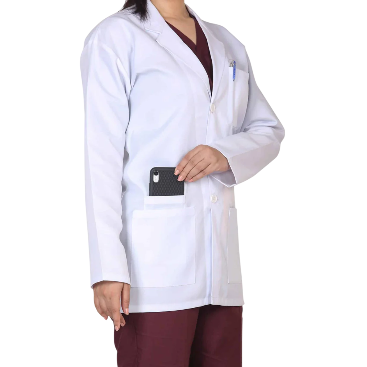 Untitled design (75) EliteCare Cotton Female Back Belt Labcoat - Image 1